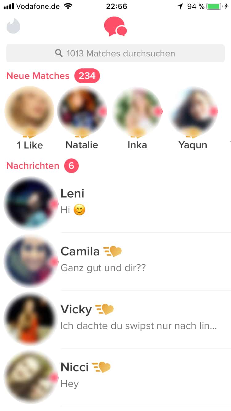 Tinder - Über 1000 Matches