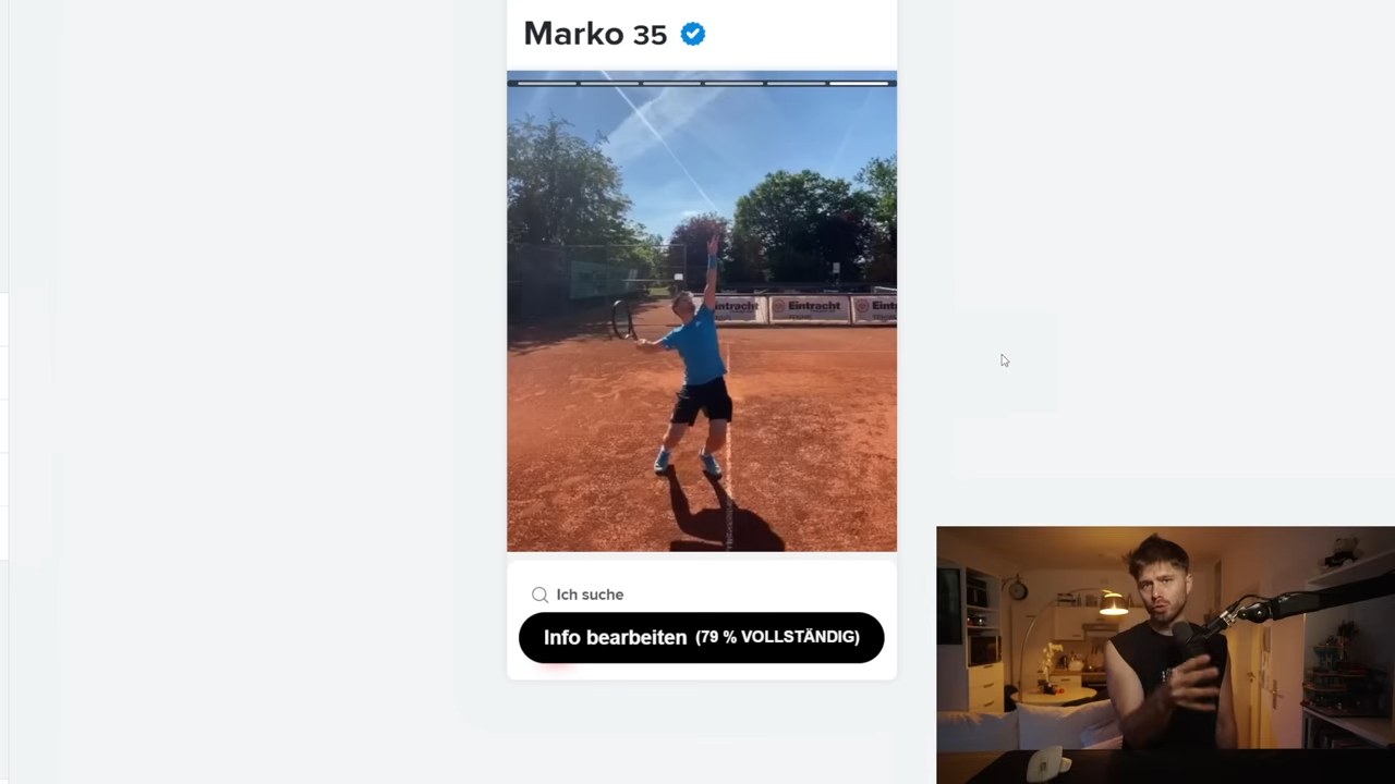 Mein Tinder-Profil: So kam ich in 3 Wochen in die Top Picks 3 Tinder-Profilbild von Marko Polo beim Tennis-Aufschlag